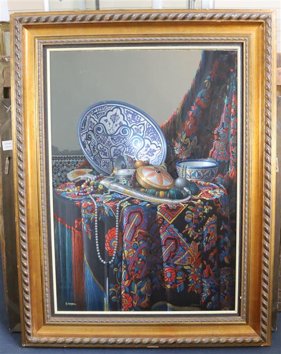 Abdelfettah Karmane (1969, Morrocan) Nature morte 34.5 x 24in.